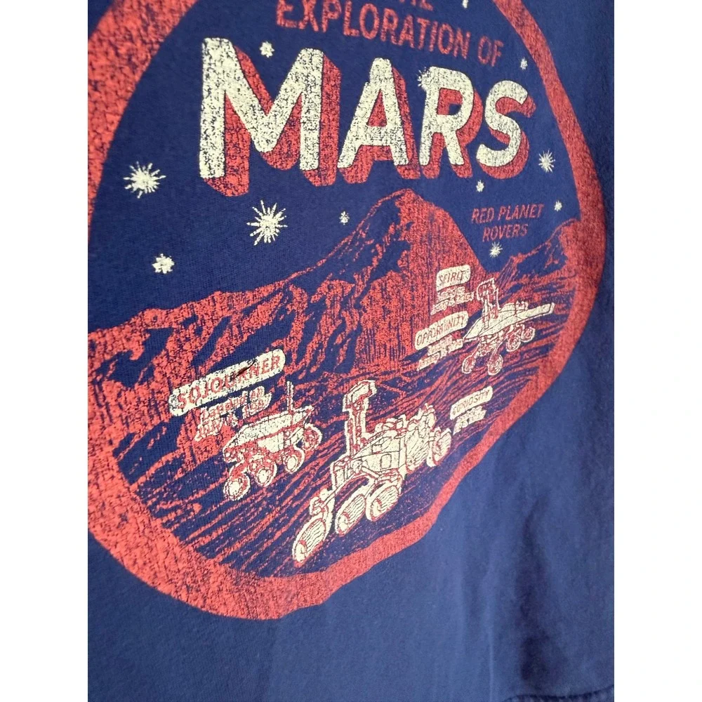 Peek Graphic Tee Kids 6-7 Blue Red Mars Rover Exploration Raglan Hard to find!